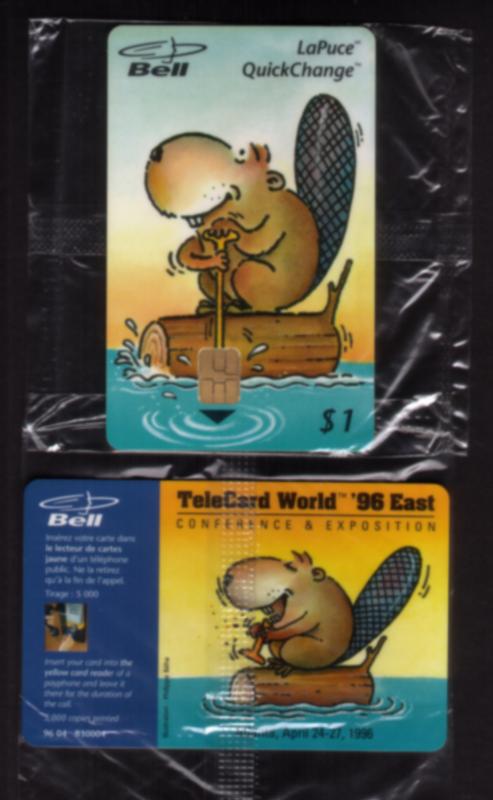 $1 TeleCard World '96 East Show Card Beaver Paddling A Log SEALED!