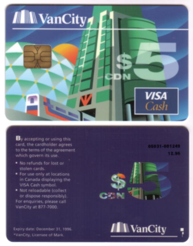 $5. VISA Cash VanCity Science World Trial Card