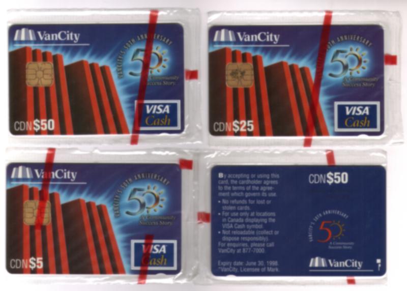 $80. VISA Cash VanCity 50th Anniversary Set of 3 SEALED