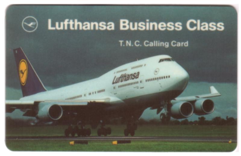 Ludthansa Business Class TNC Calling Card Photo Boeing 747 Airplane
